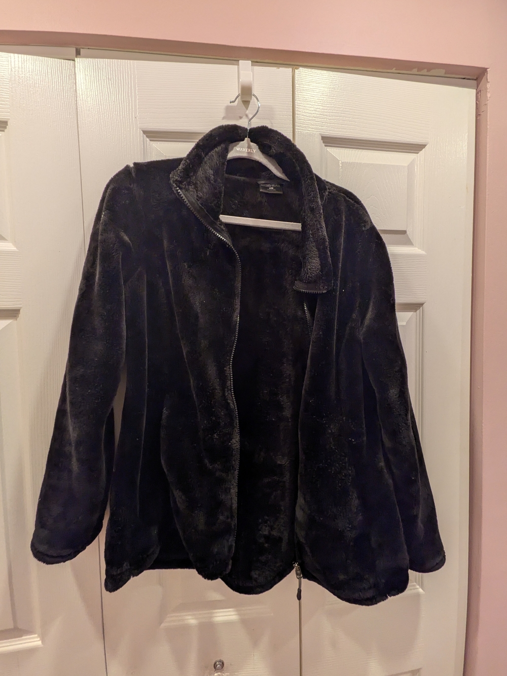 32 Degrees Black Plush Teddy Zip-Up Jacket